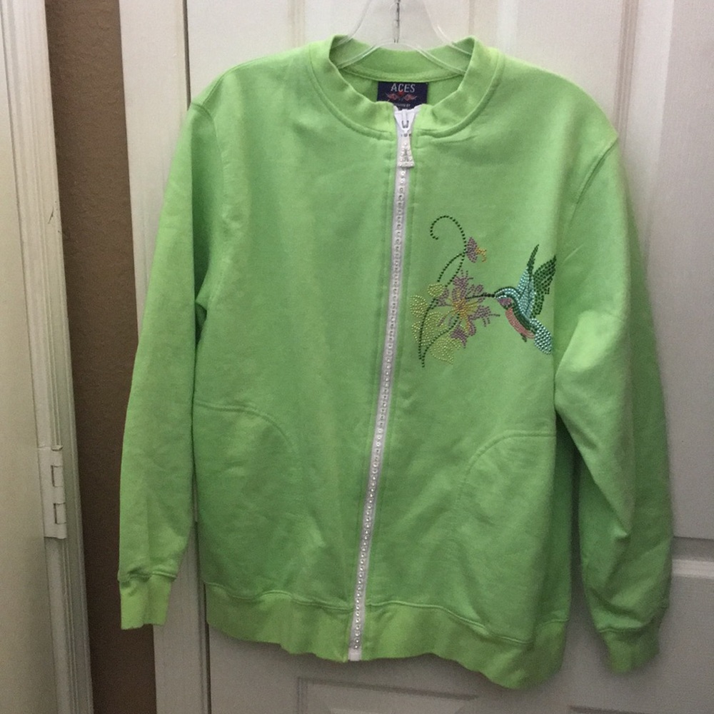 FINAL MARKDOWN Ladies’ Aces Zip-front Hummingbird Embellished Jacket (Bust 43”)